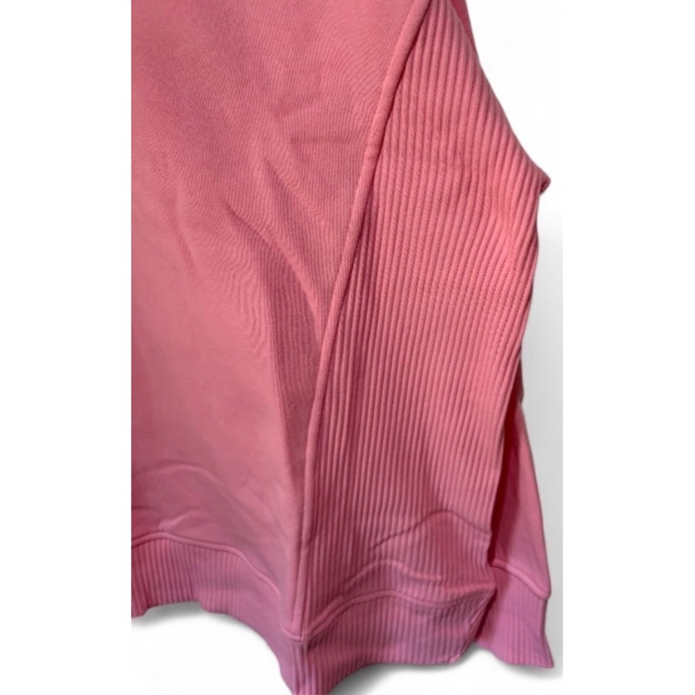Pink Womens Zenana Ribbed Side Panel Crew Neck Sweatshirt 3XL - Picture 2 of 3